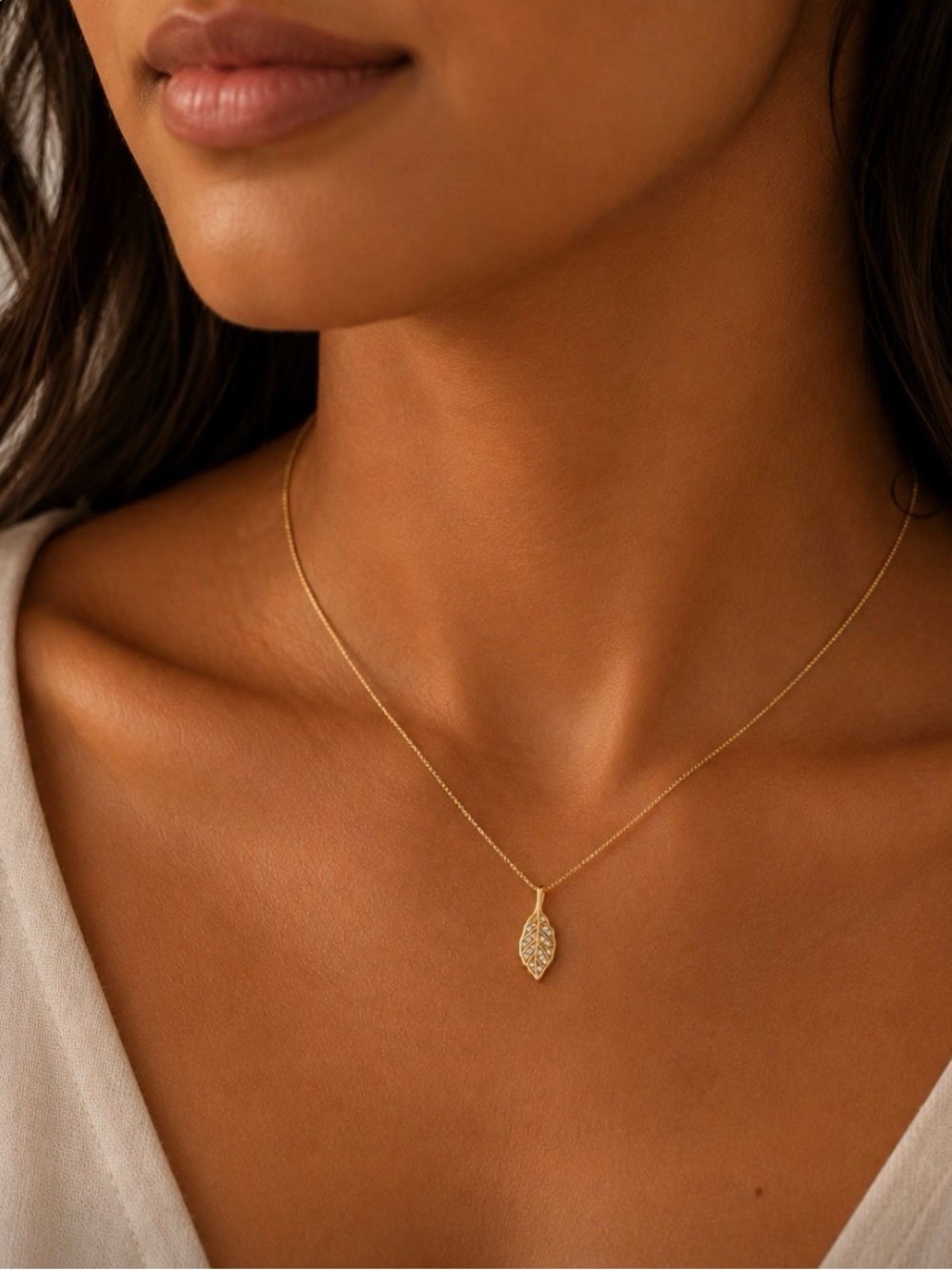 Available in Silver or Gold Leaf Pendant Necklace